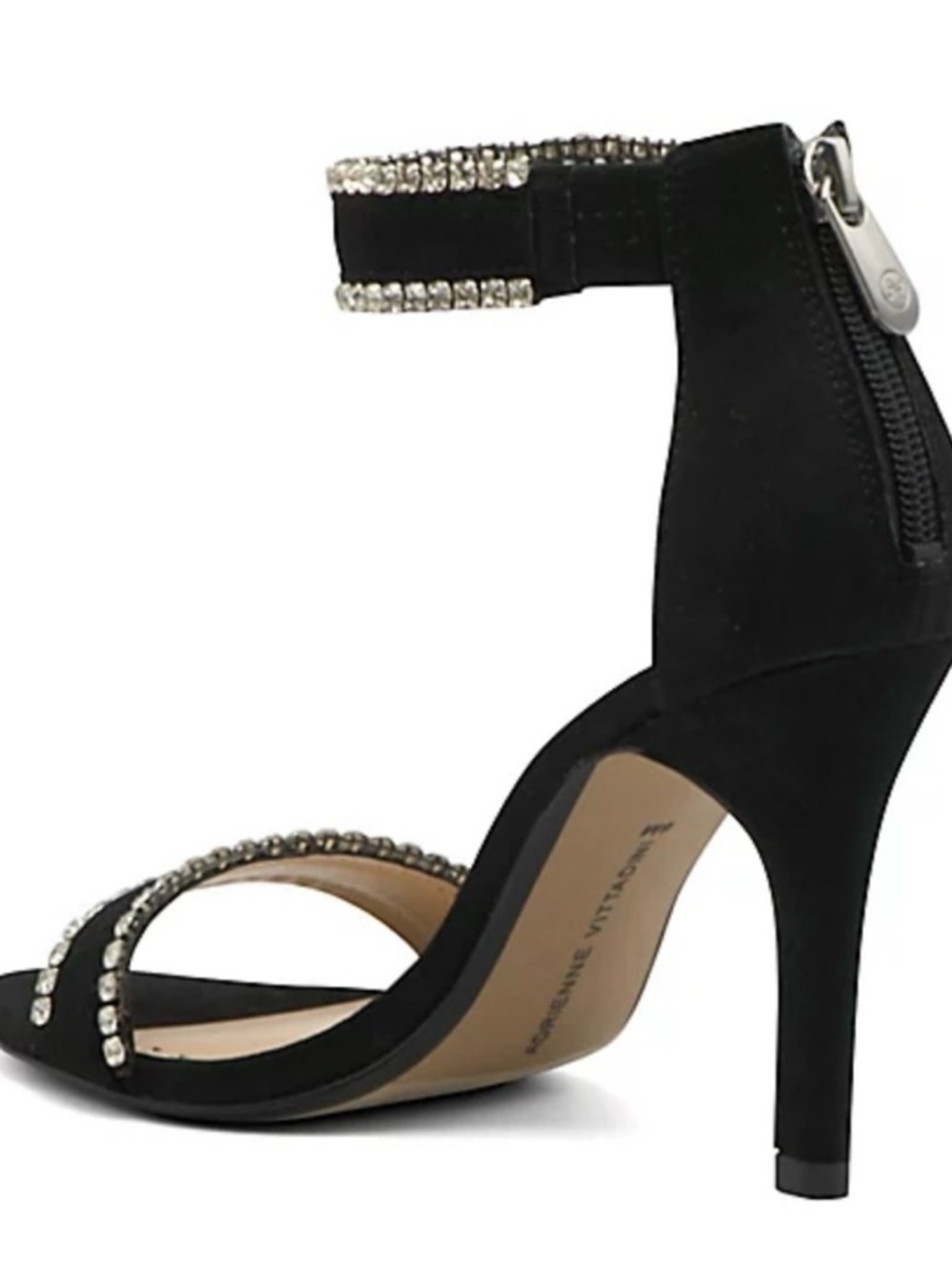 Adrienne Vittadini Black Crystal-Embellished Ankle-Strap Stiletto - Picture 3 of 8